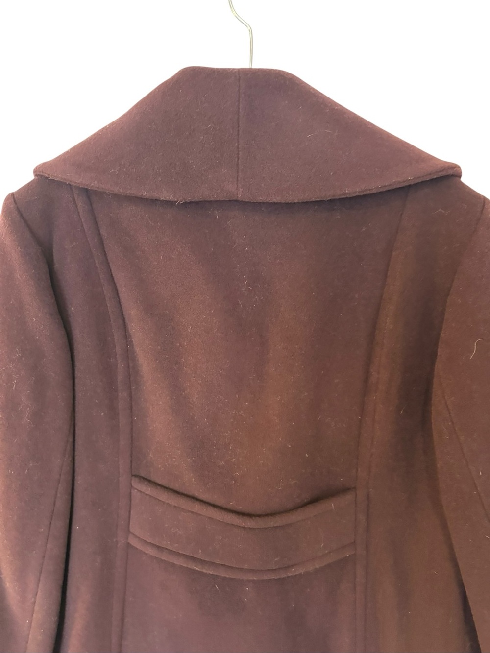 Anne Klein Chestnut Purple Shawl-Collar Wool Blend Pea Coat - Picture 2 of 7
